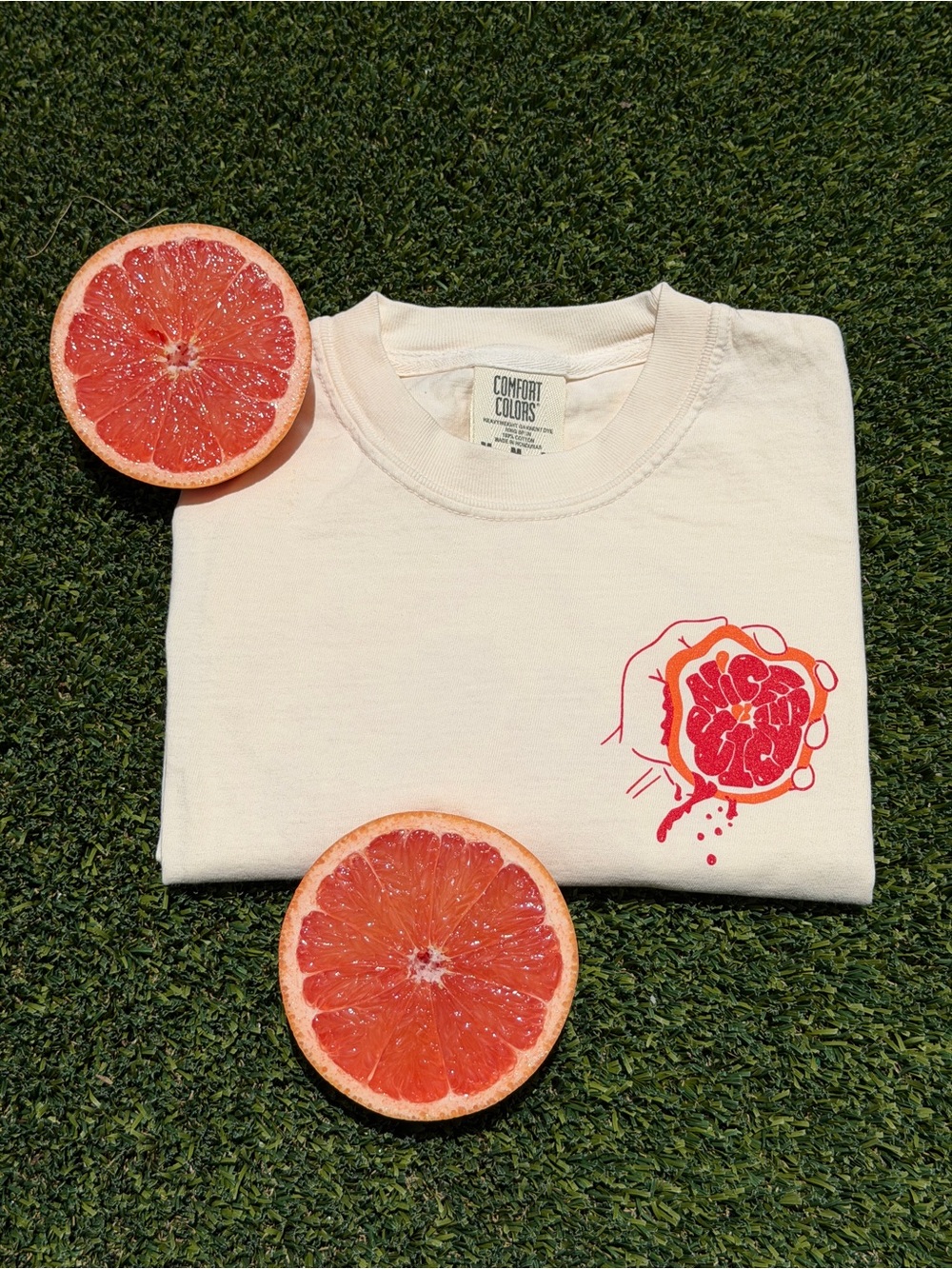 Nice and Juicy - Alopex Goods Tee - Ivory/Grapefruit - Picture 2 of 6
